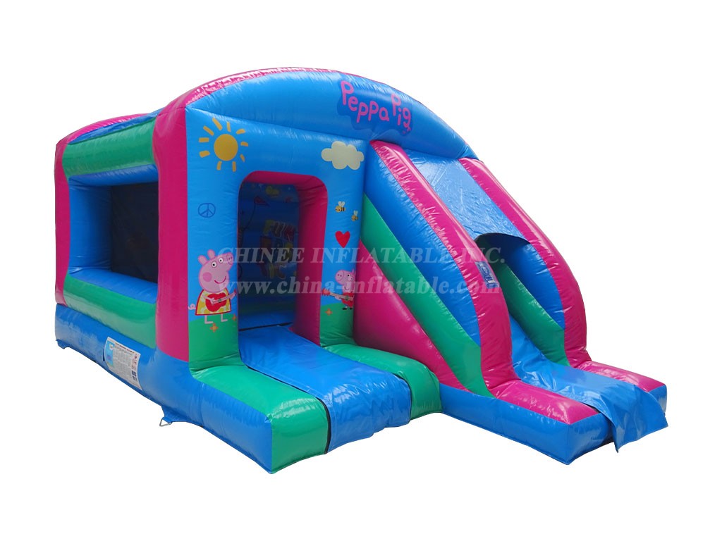 T2-4052 Blue Peppa Pig Box Jump And Slide