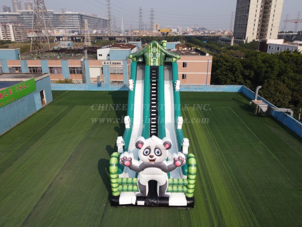 T8-4021B Inflatable Panda-Themed Bamboo Slide