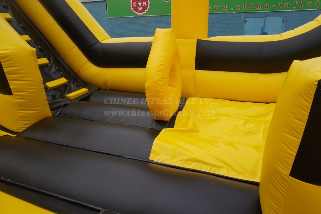 T7-564C Exciting Soccer-Themed Yellow Wavy Double Inflatable Slide