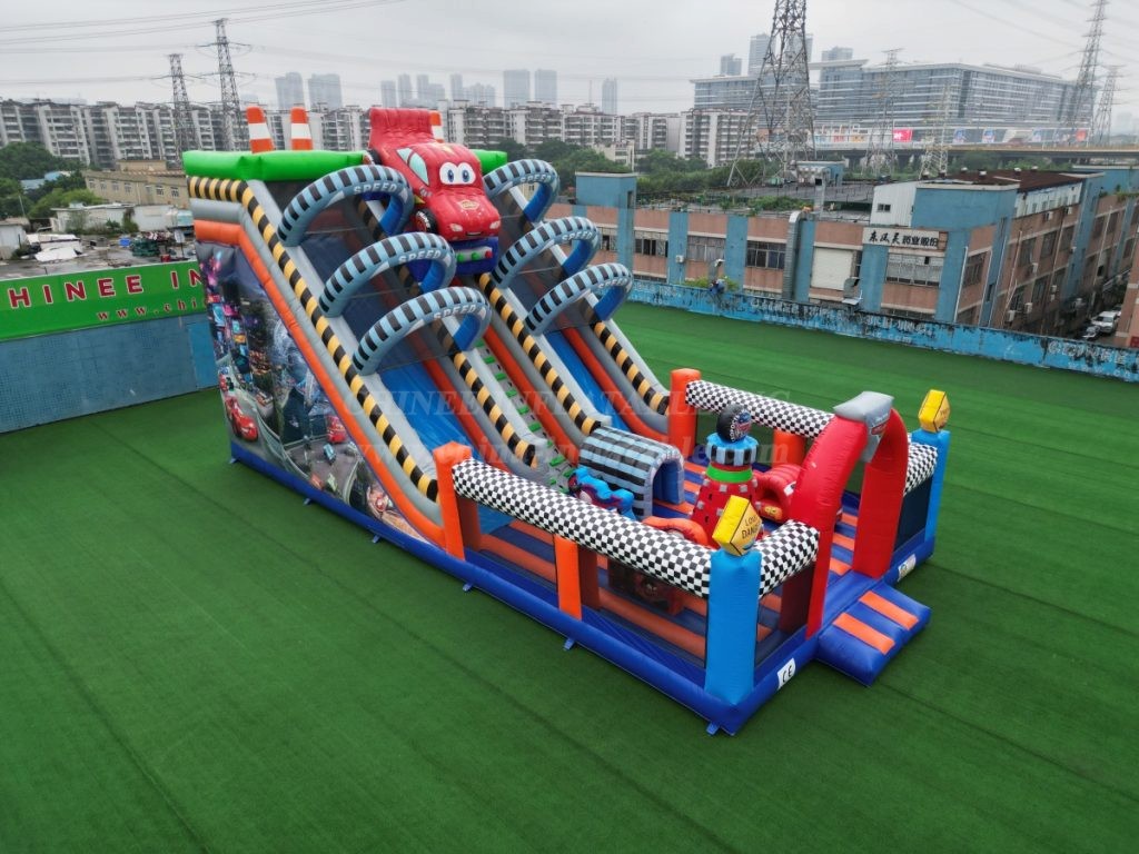 T8-4525 Cars Inflatable Dry Slide