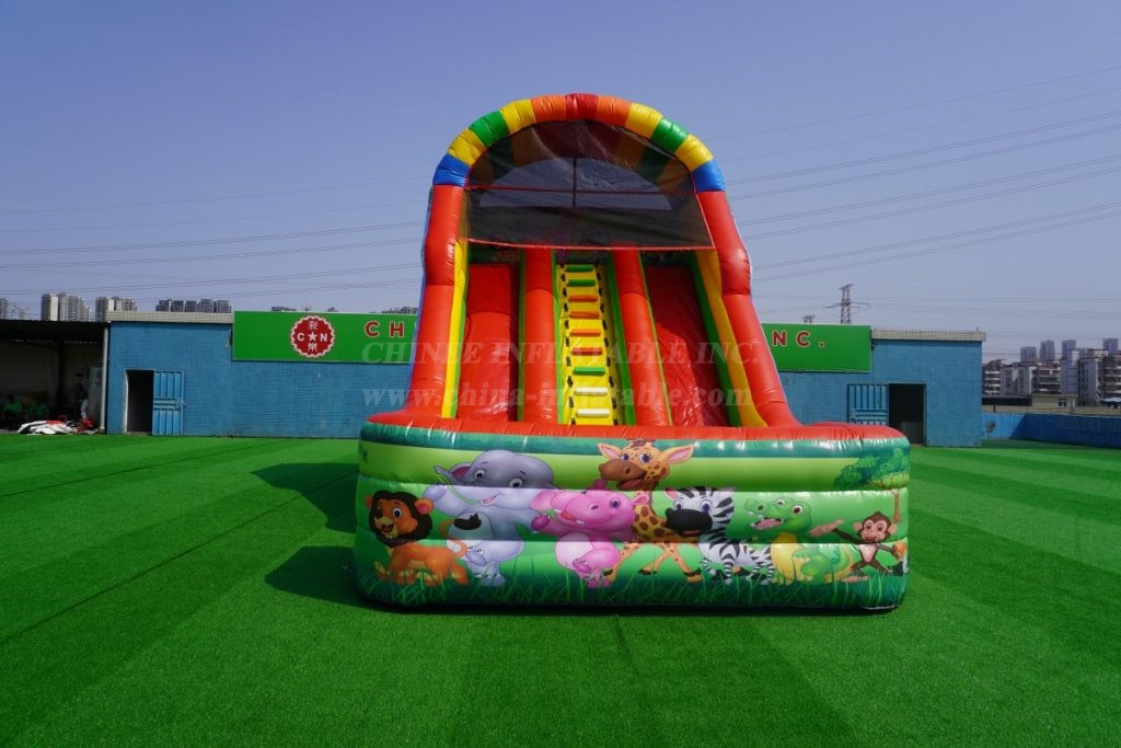 T8-6000B Rainbow Jungle Theme Inflatable Slide