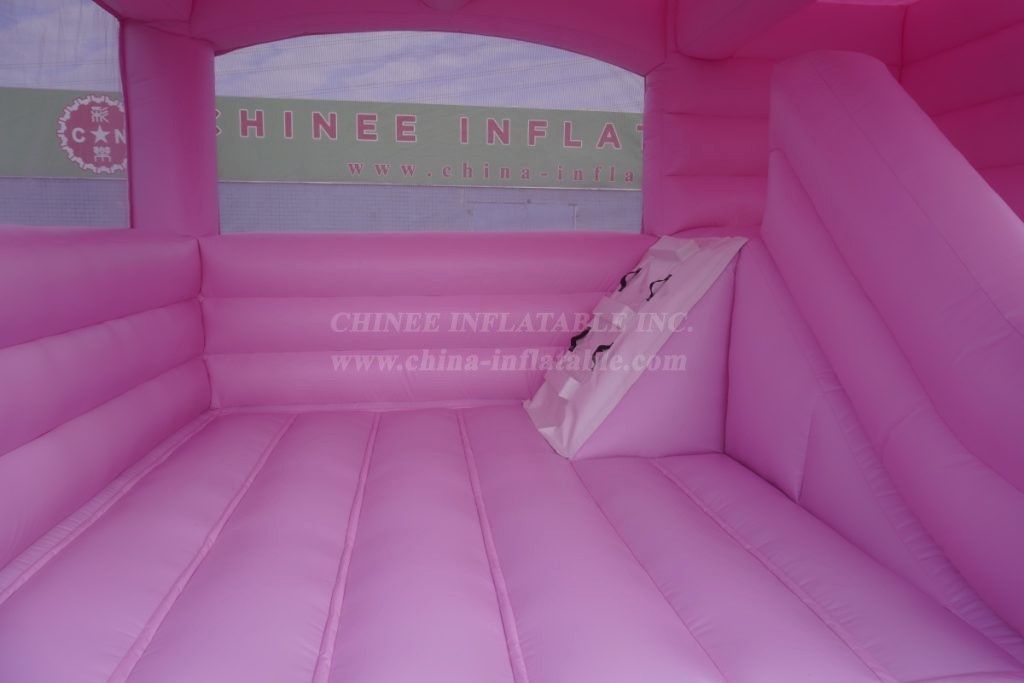 T2-3530B Pink Wedding Bouncy Castle With Slide