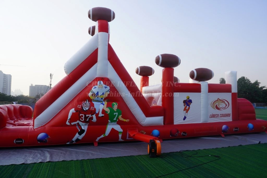 T7-404B Rugby themed inflatable obstacle course